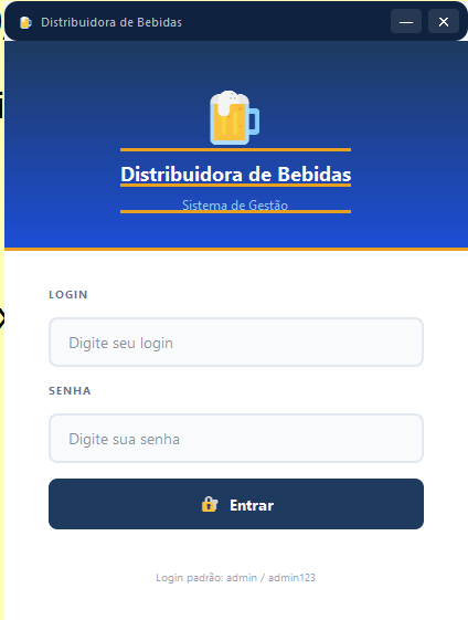 Login do sistema de distribuidora de bebidas